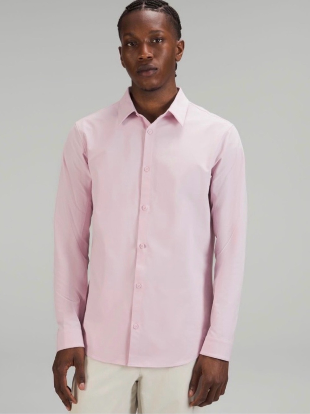 Lululemon New Venture Pink Peony Slim-Fit Long-Sleeve Shirt brand new. (L)